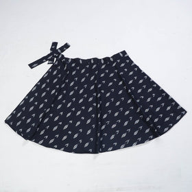 Black Wrap Around Cotton Pochampally Ikat Skirt 