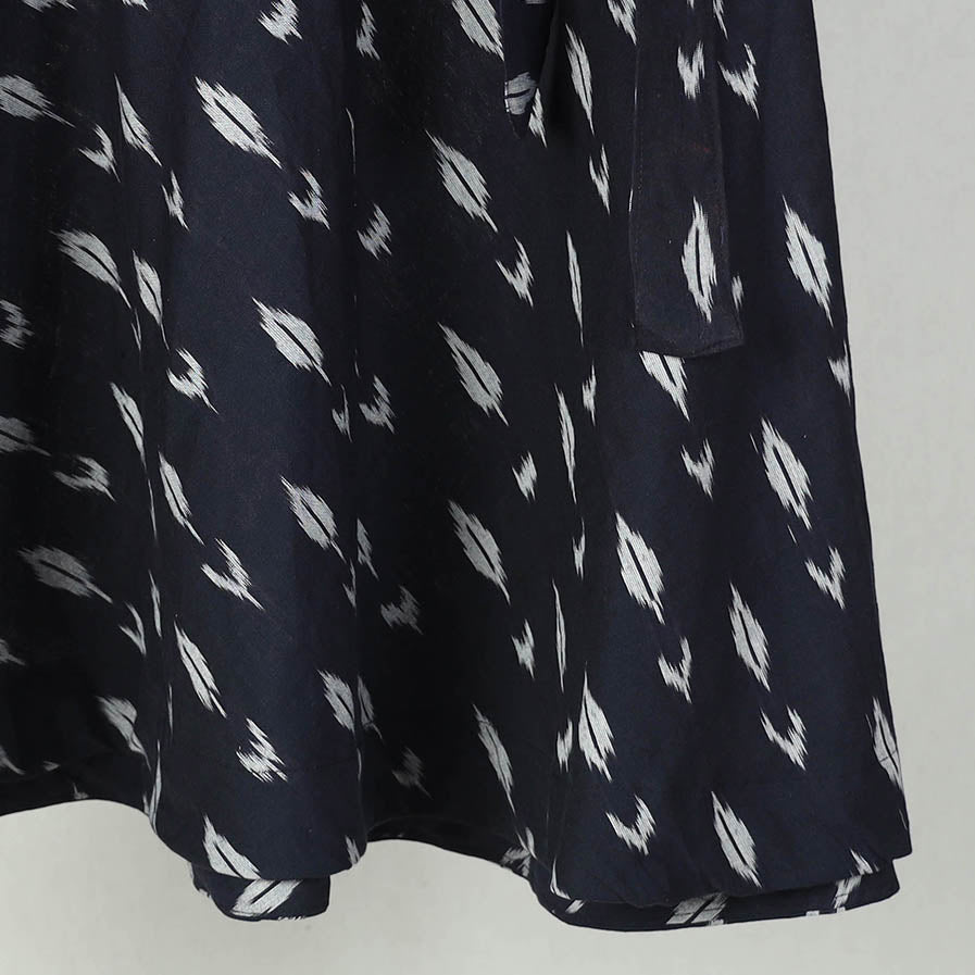 Black Wrap Around Cotton Pochampally Ikat Skirt 