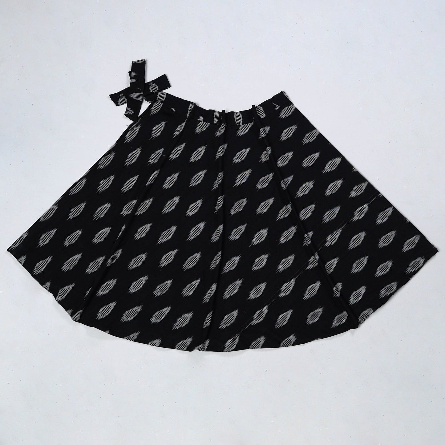 Black Wrap Around Cotton Pochampally Ikat Skirt