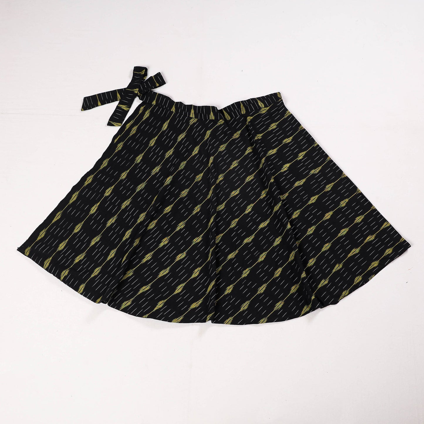 Black Wrap Around Cotton Pochampally Ikat Skirt