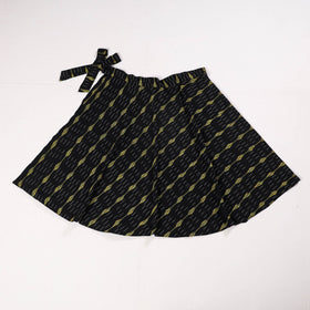 Black Wrap Around Cotton Pochampally Ikat Skirt