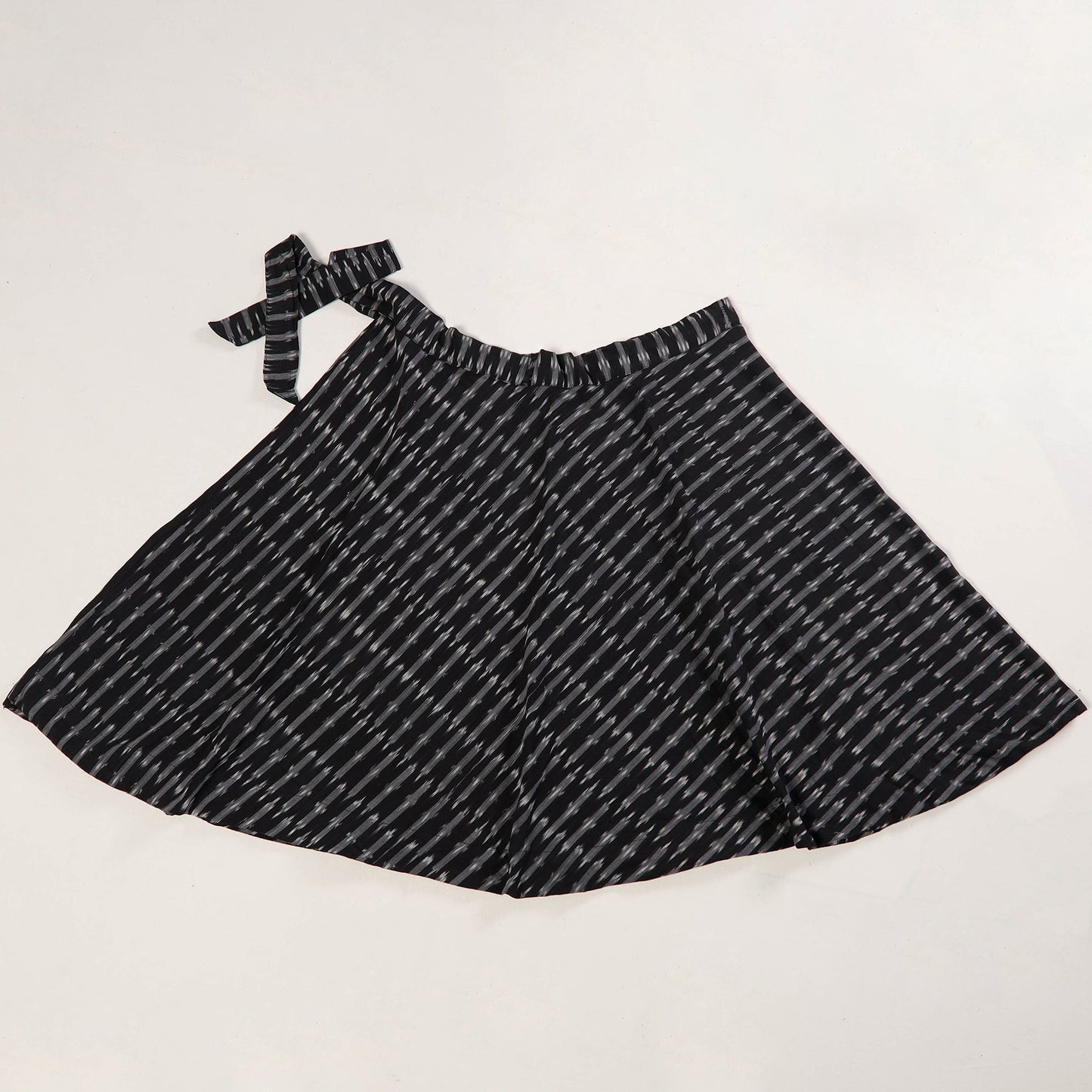 Black Wrap Around Cotton Pochampally Ikat Skirt