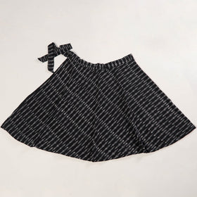 Black Wrap Around Cotton Pochampally Ikat Skirt