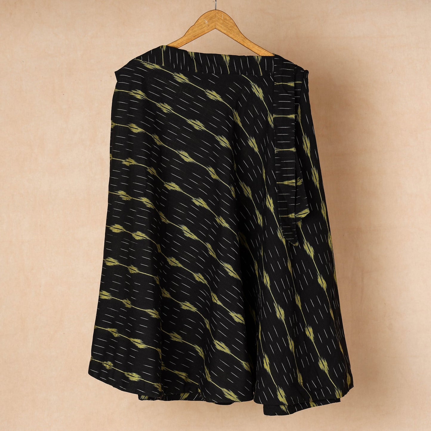 Black Wrap Around Cotton Pochampally Ikat Skirt