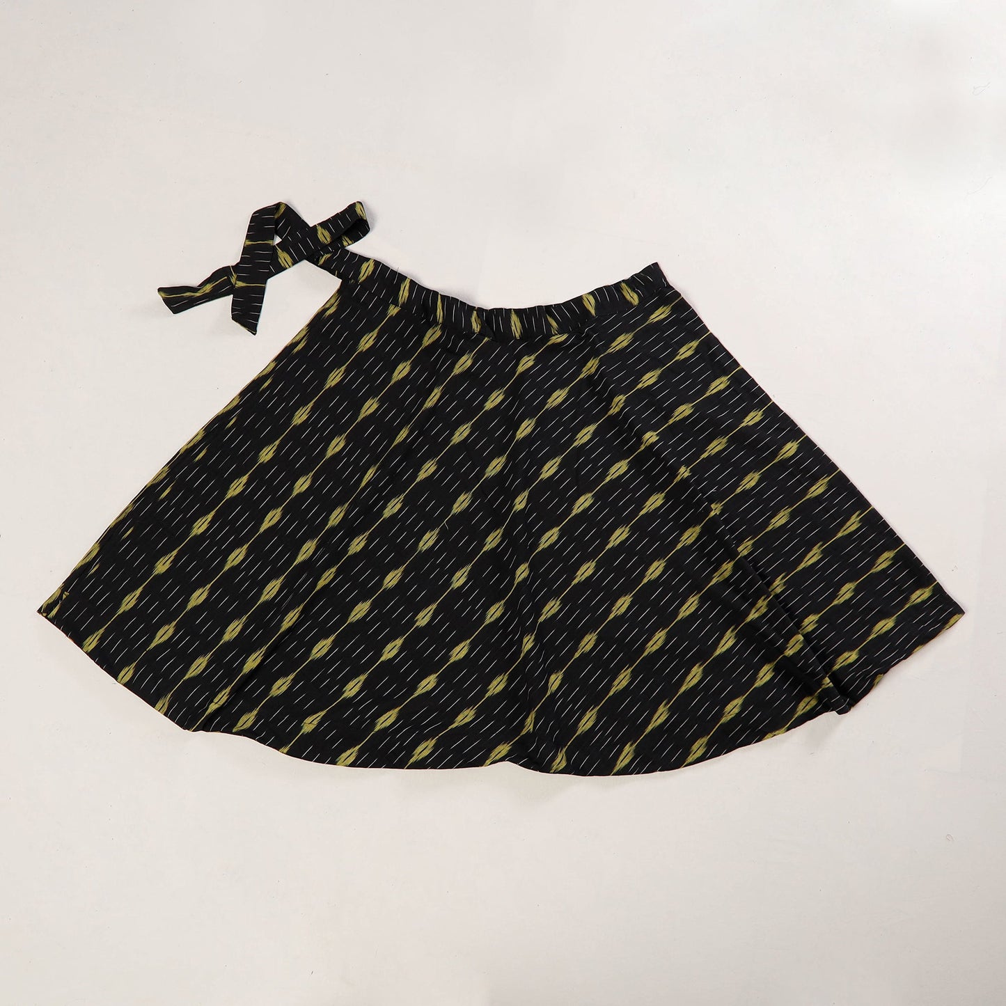 Black Wrap Around Cotton Pochampally Ikat Skirt