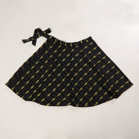 Black Wrap Around Cotton Pochampally Ikat Skirt