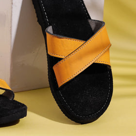 Buy Handcrafted Women's Leather Slippers with Suede Online at iTokri.com
