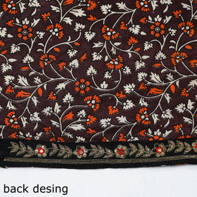 Black - Zardozi Hand Embroidered Kalamkari Cotton Blouse Piece 09