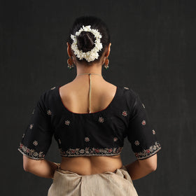Buy Black Zardozi Hand Embroidery Slub Silk Plain Blouse
