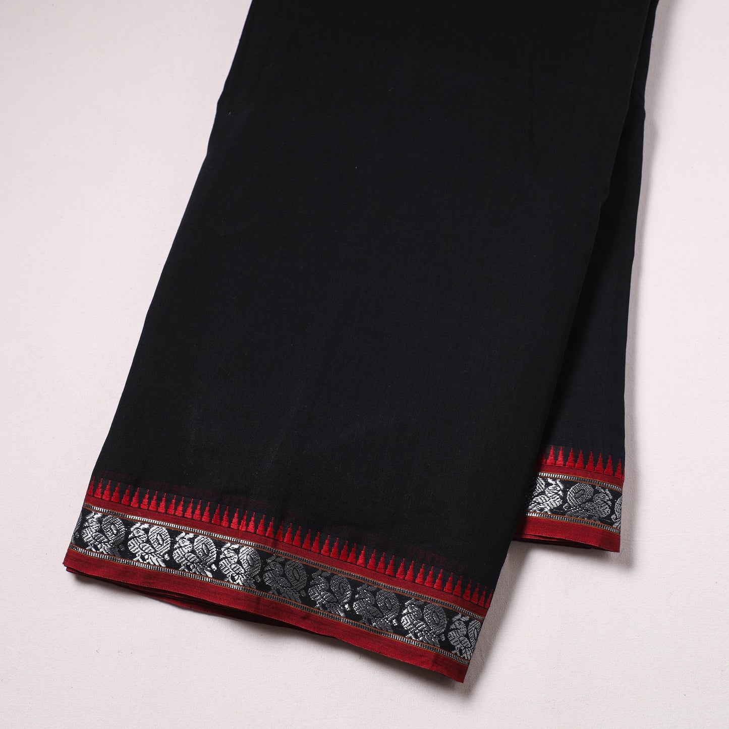 Black - zari border dharwad cotton fabric 20 - handcrafted