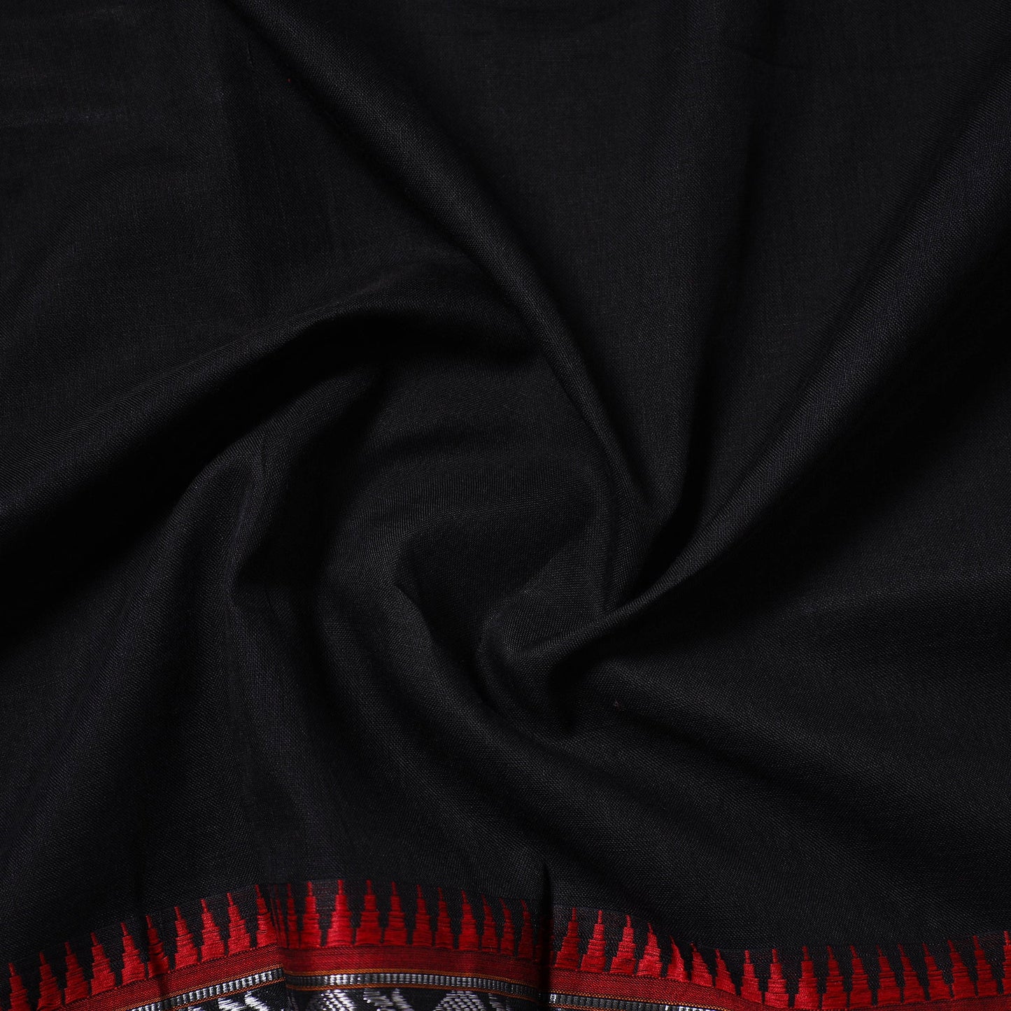 Black - zari border dharwad cotton fabric 20 - handcrafted