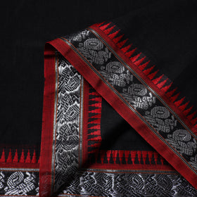 Black - zari border dharwad cotton fabric 20 - handcrafted