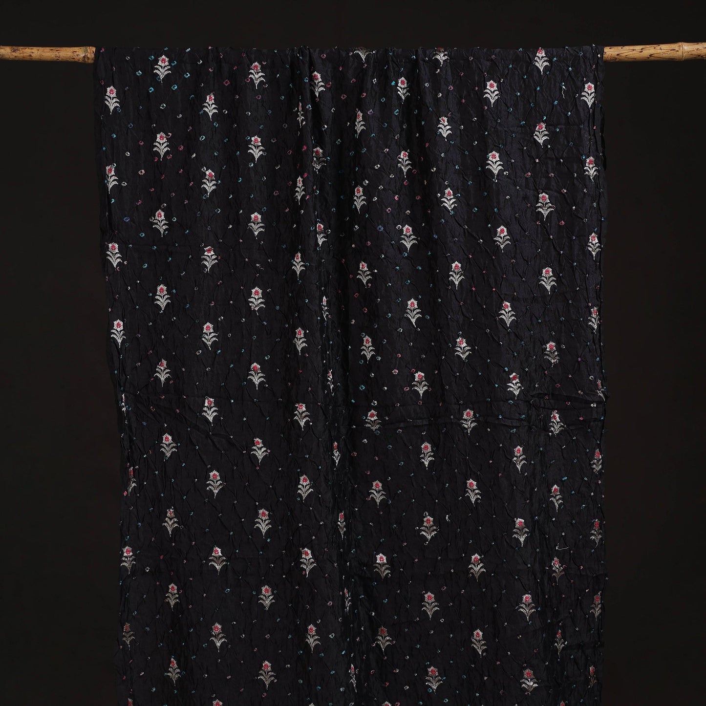 Zari buti silk tie-dye bandhani fabric 33 - handcrafted