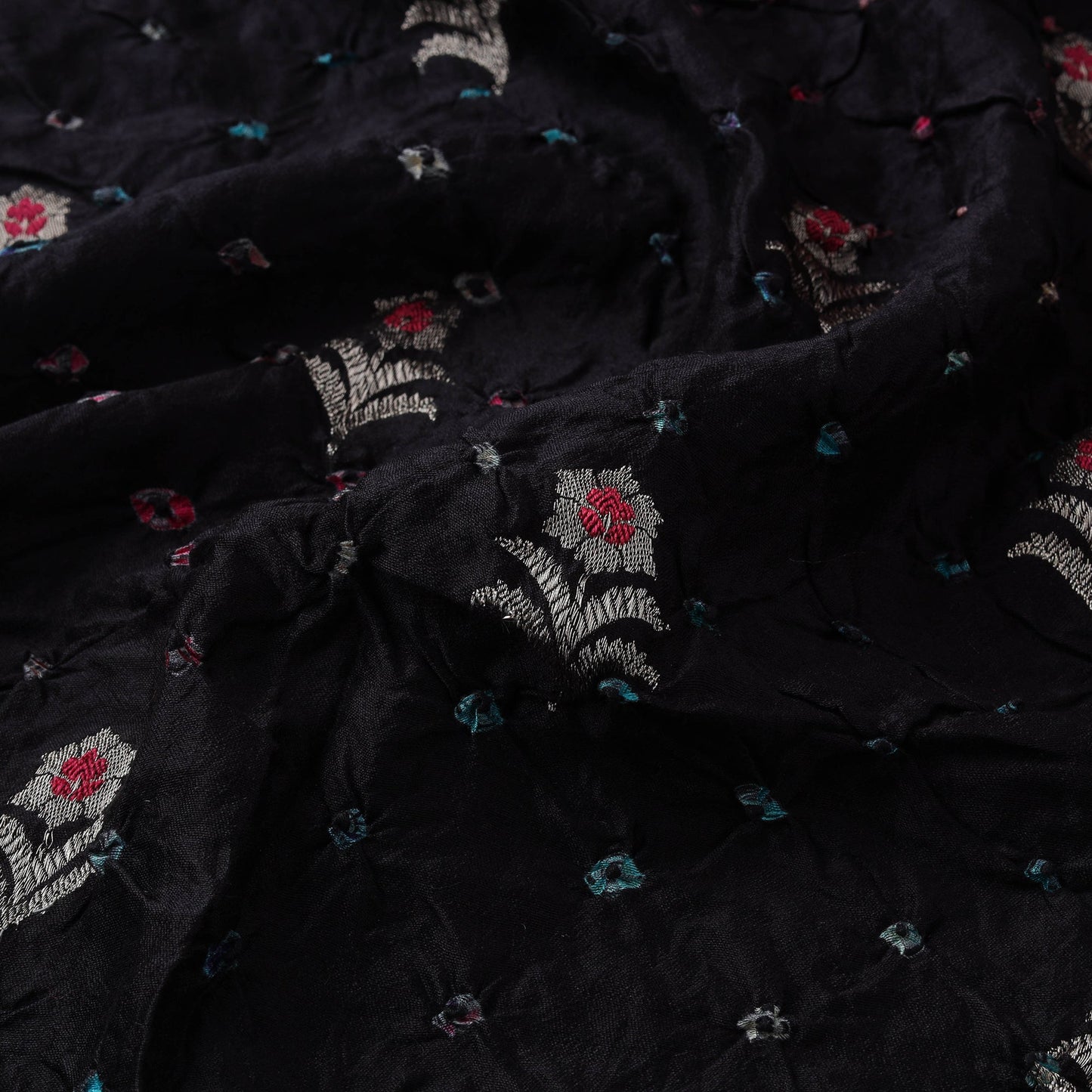 Zari buti silk tie-dye bandhani fabric 33 - handcrafted