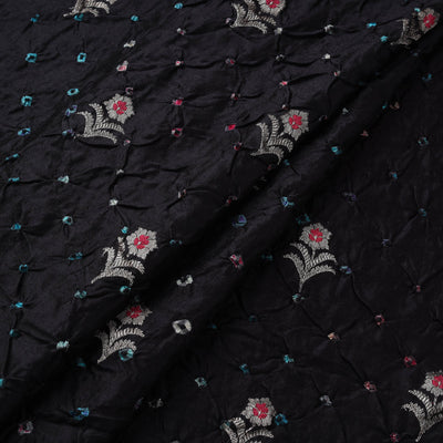 Zari buti silk tie-dye bandhani fabric 33 - handcrafted