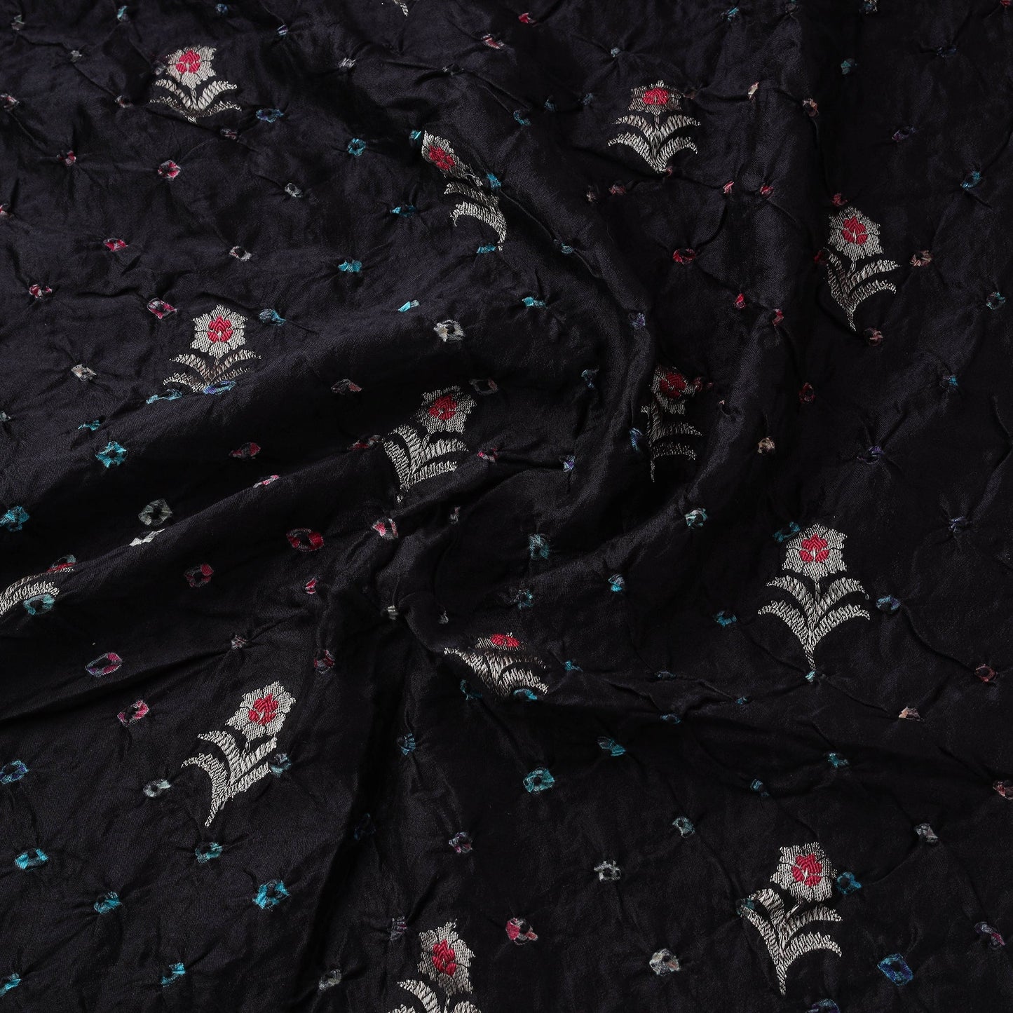 Zari buti silk tie-dye bandhani fabric 33 - handcrafted