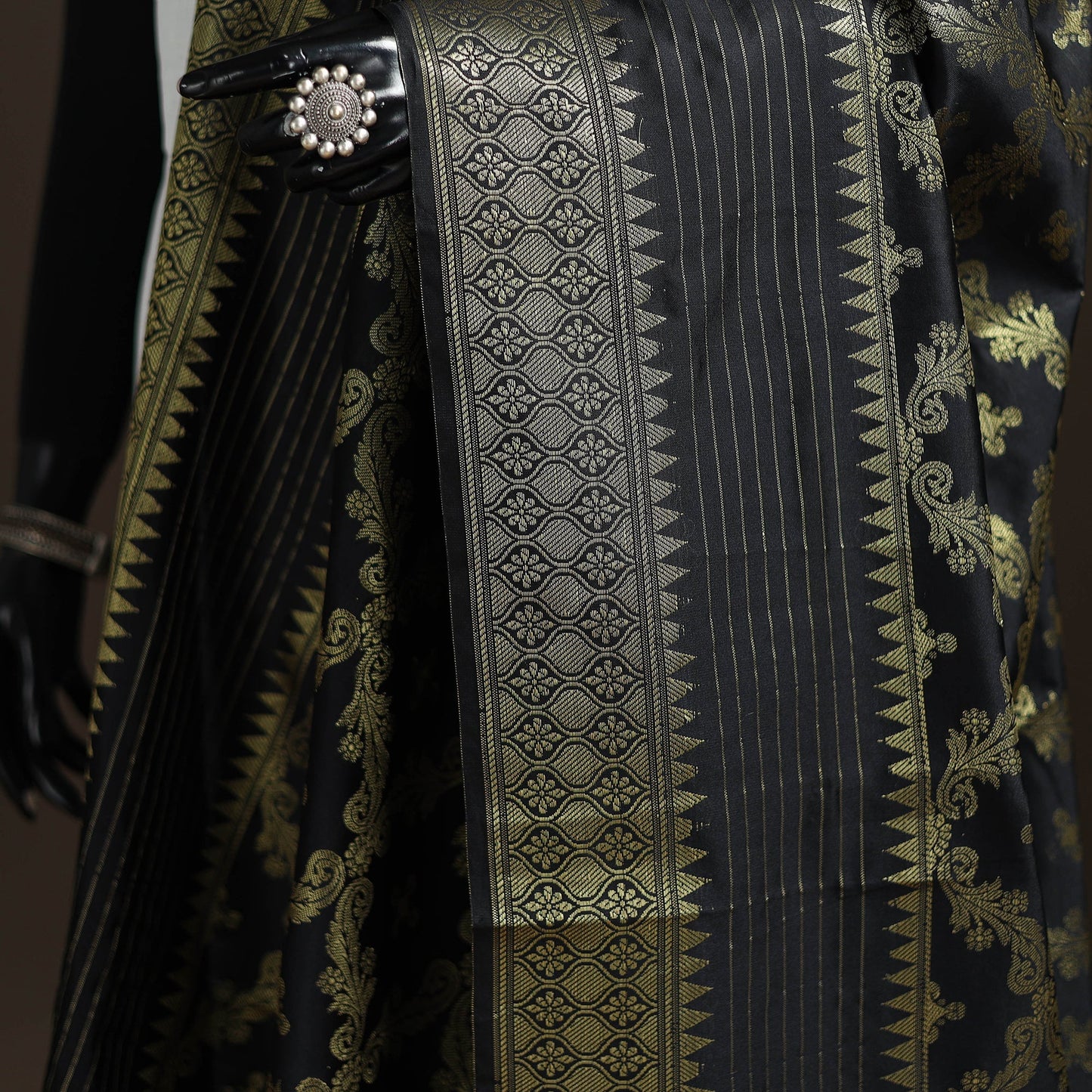 Zari work banarasi silk dupatta 06 - handcrafted