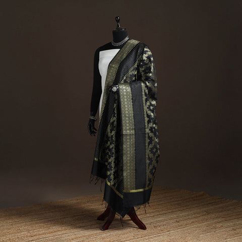 Zari work banarasi silk dupatta 06 - handcrafted