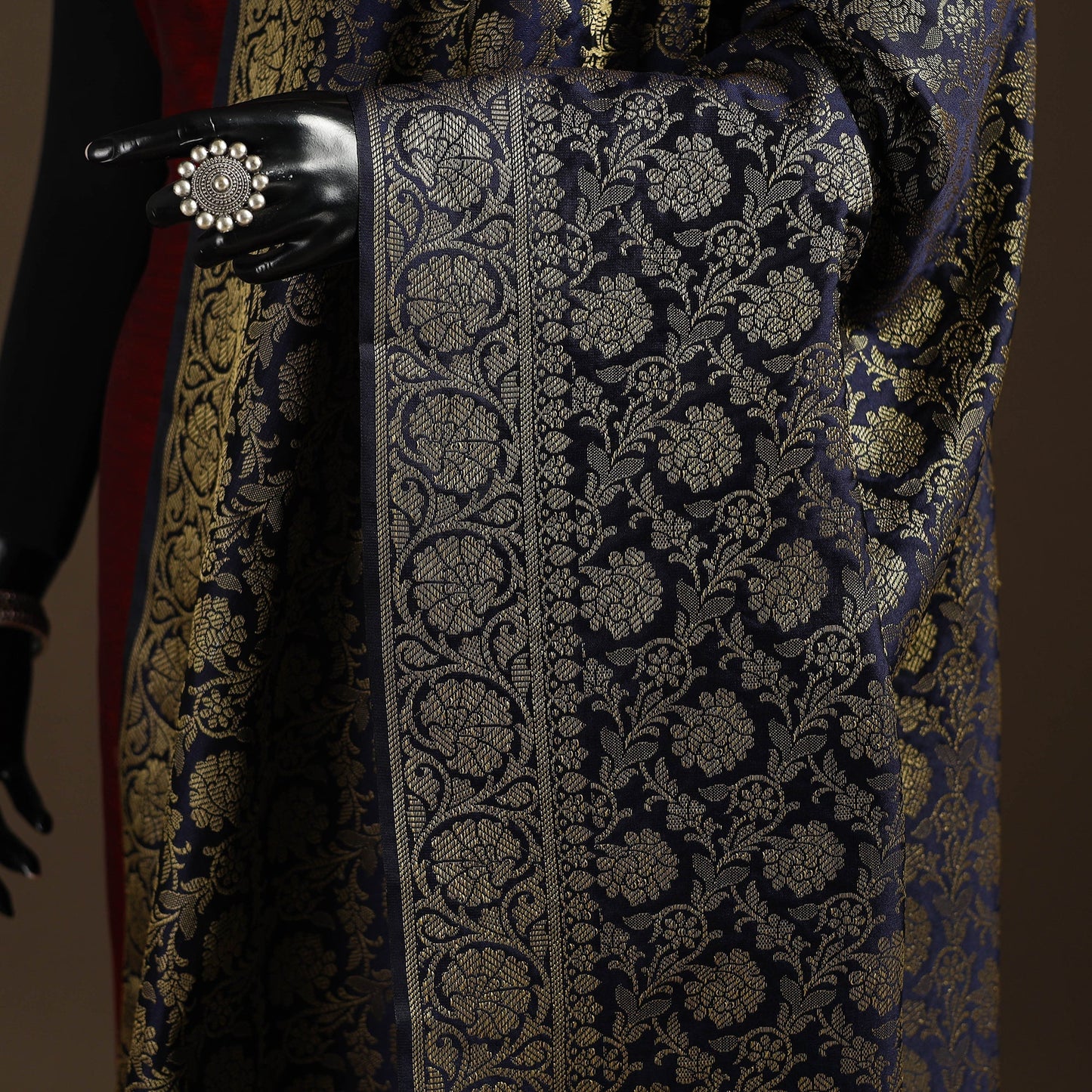 Zari work banarasi silk dupatta 07 - handcrafted