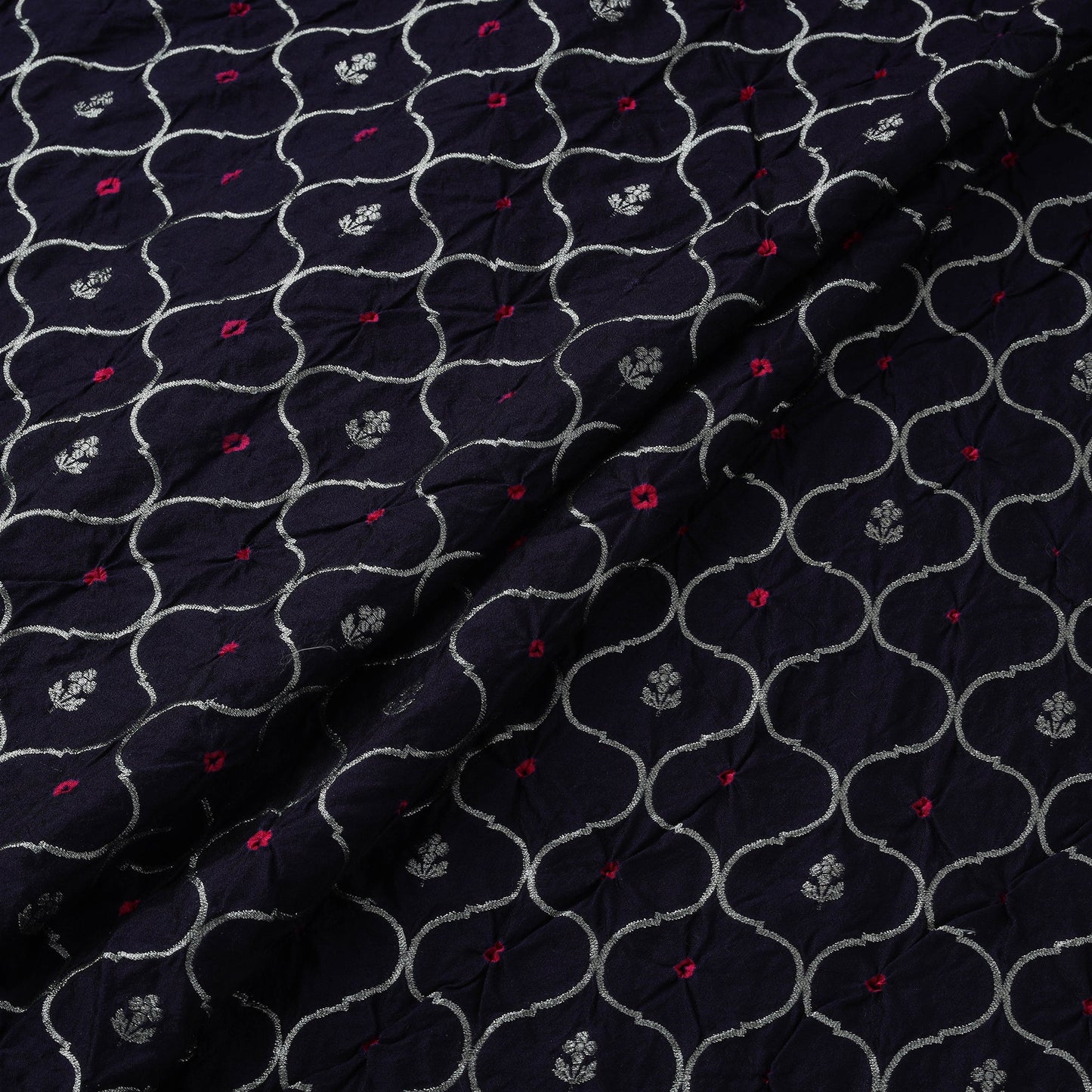 Zari work silk tie-dye bandhani fabric 39 - handcrafted