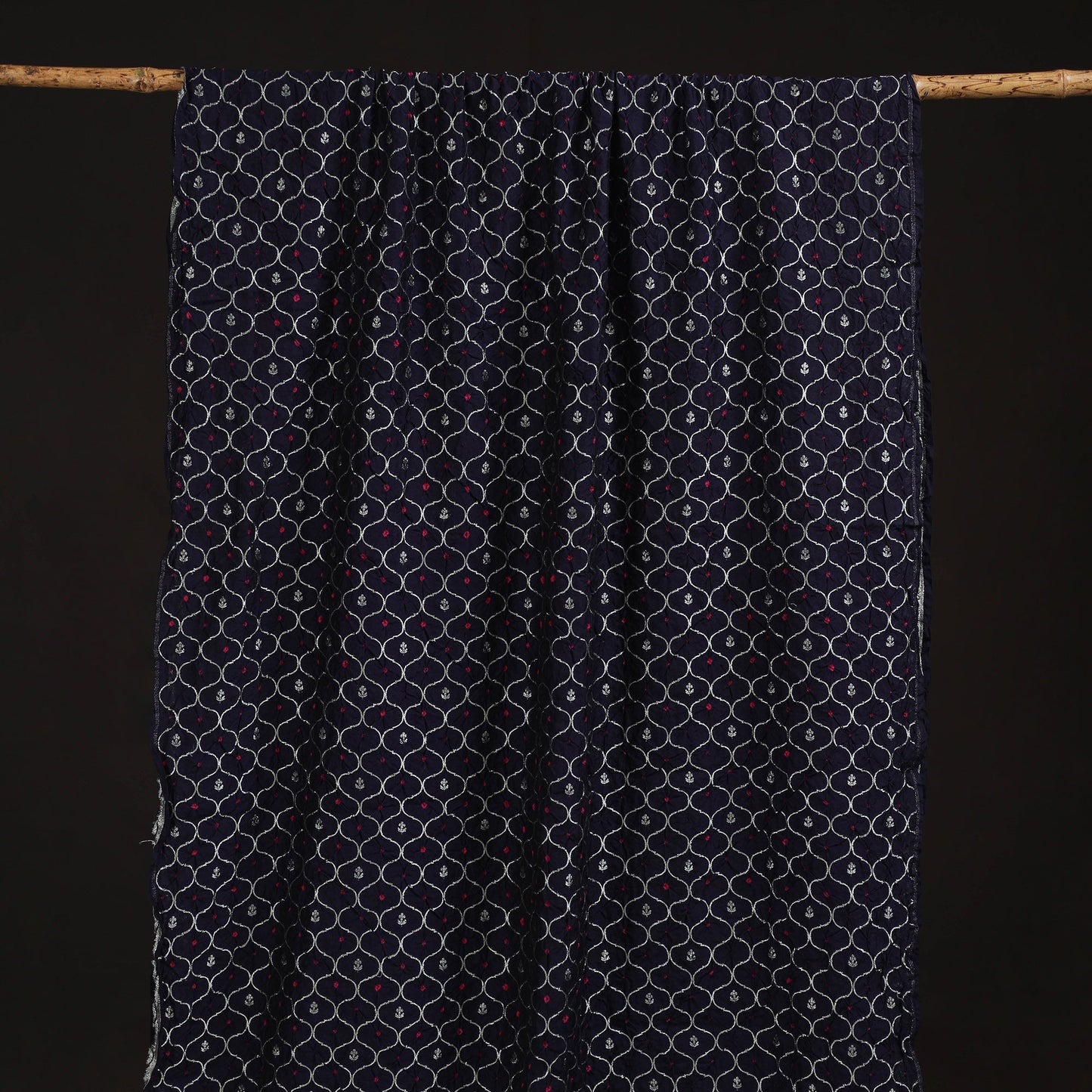 Zari work silk tie-dye bandhani fabric 39 - handcrafted