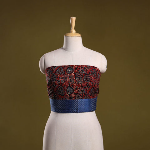 Block print cotton ajrakh blouse piece 03 - handcrafted