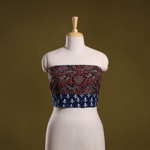 Block print cotton ajrakh blouse piece 07 - handcrafted