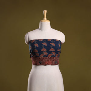 Block print cotton ajrakh blouse piece 16 - handcrafted