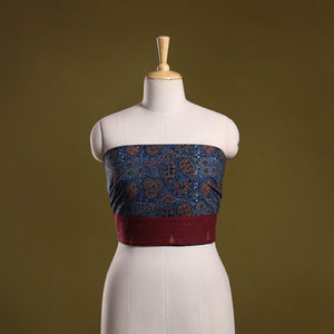 Block print cotton ajrakh blouse piece 18 - handcrafted