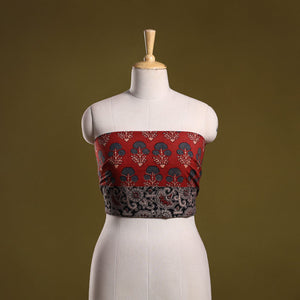 Block print cotton ajrakh blouse piece 21 - handcrafted