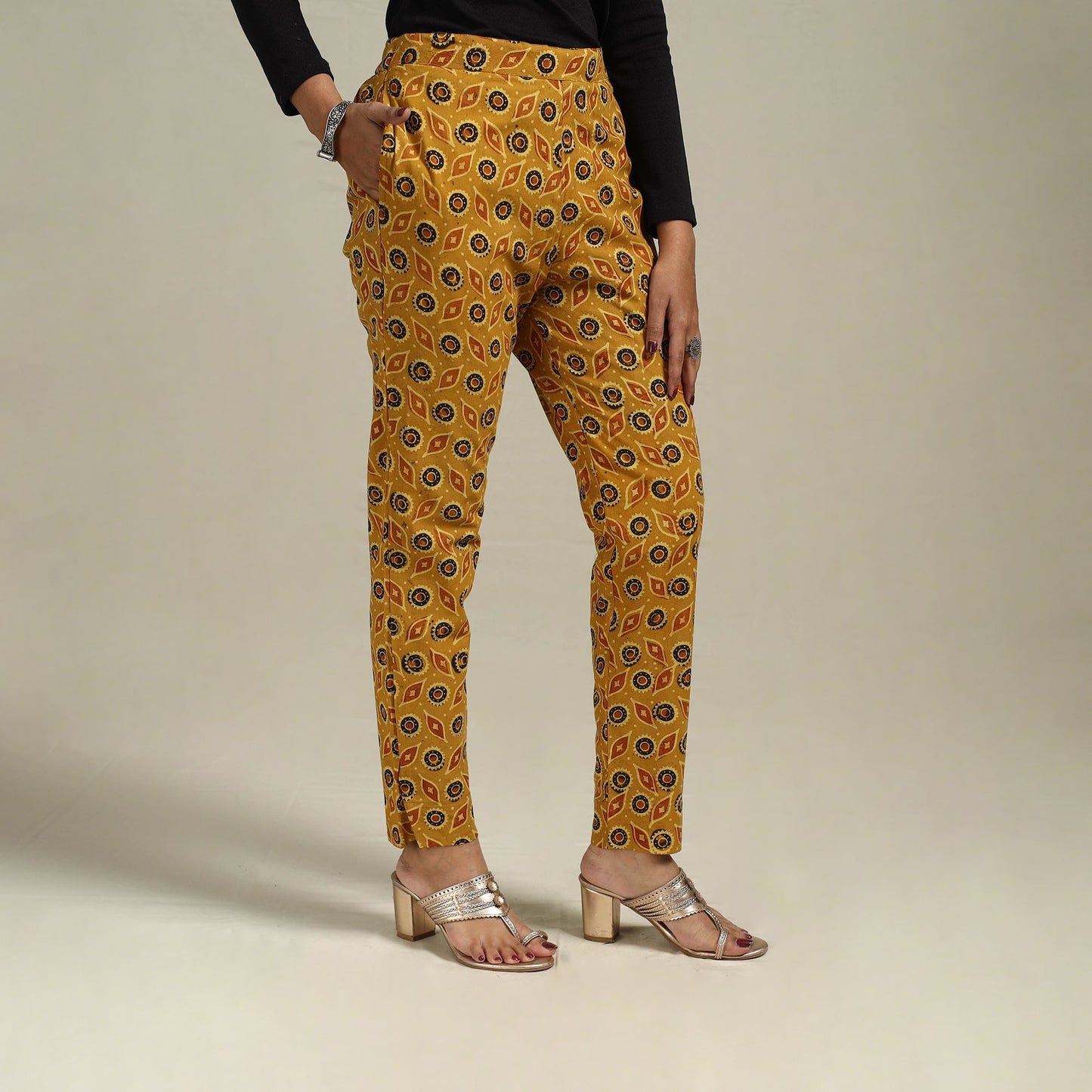 Block print cotton elasticated ajrakh palazzo 07 - s