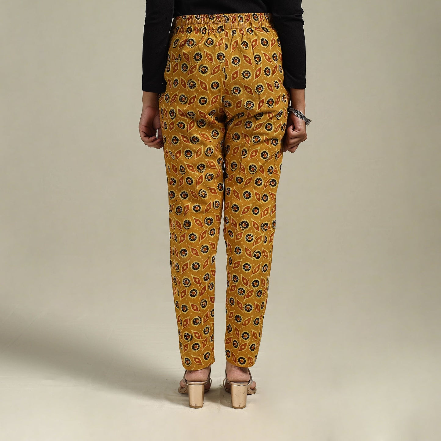 Block print cotton elasticated ajrakh palazzo 07 - s