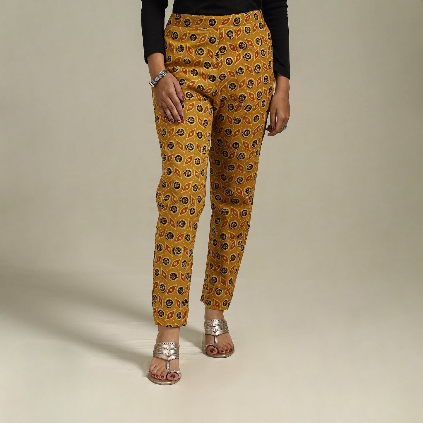 Block print cotton elasticated ajrakh palazzo 07 - s