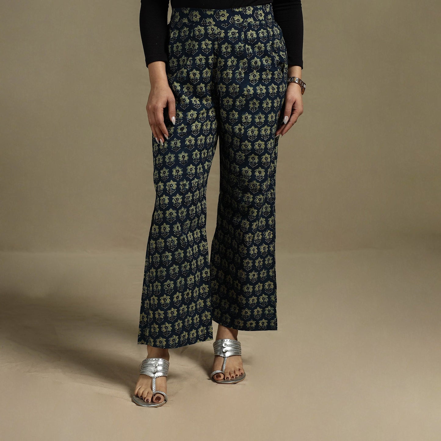 Block print cotton elasticated ajrakh palazzo 08 - s
