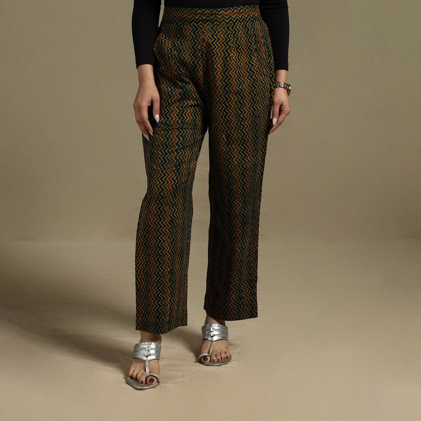 Block print cotton elasticated ajrakh palazzo 17 - s