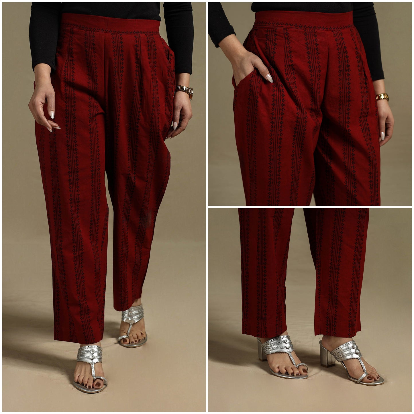Block print cotton elasticated ajrakh palazzo 20 - s