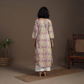 Block Print Cotton A-Line Sanganeri Kurta