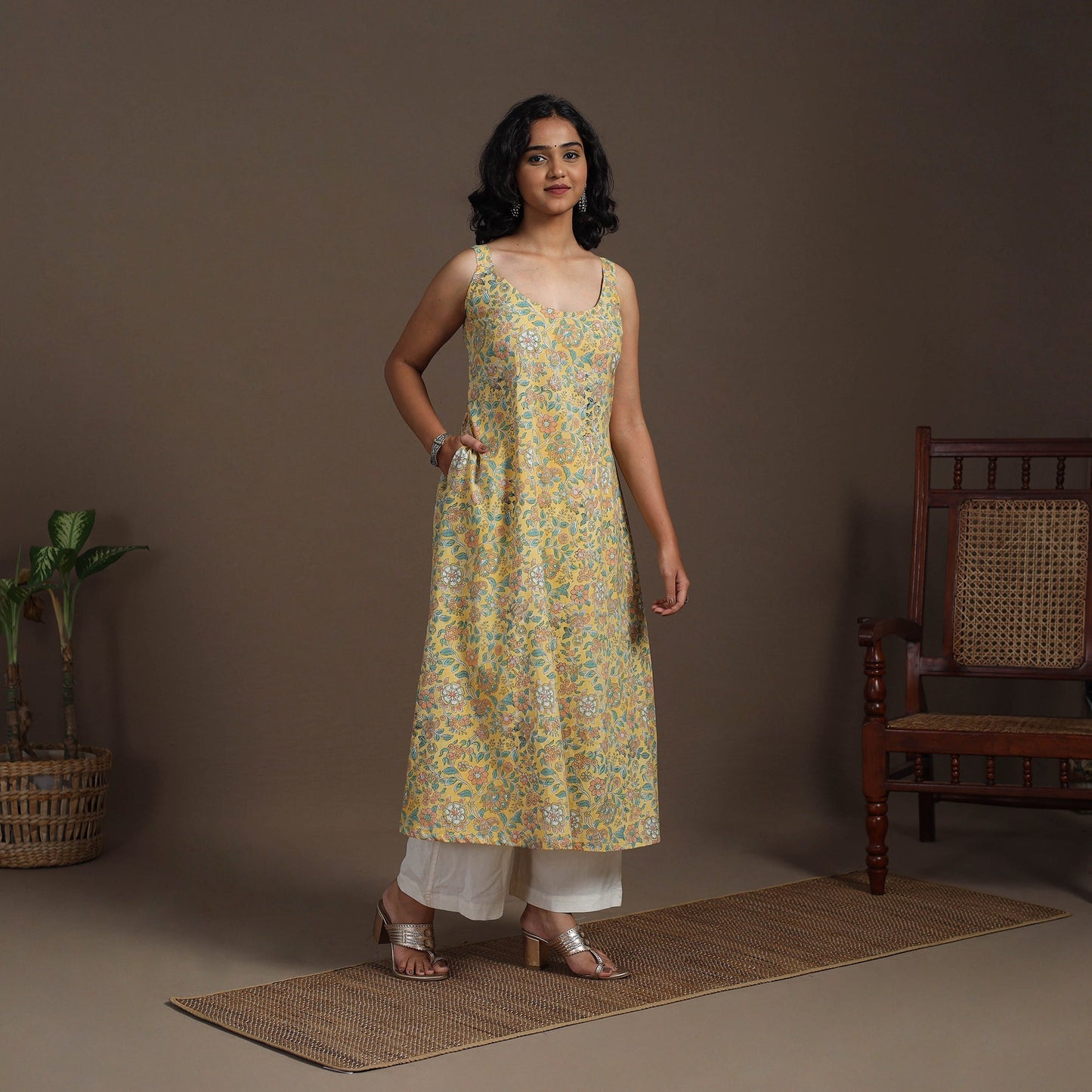 Block Print Cotton A-Line Sanganeri Kurta
