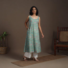 Block Print Cotton A-Line Sanganeri Kurta