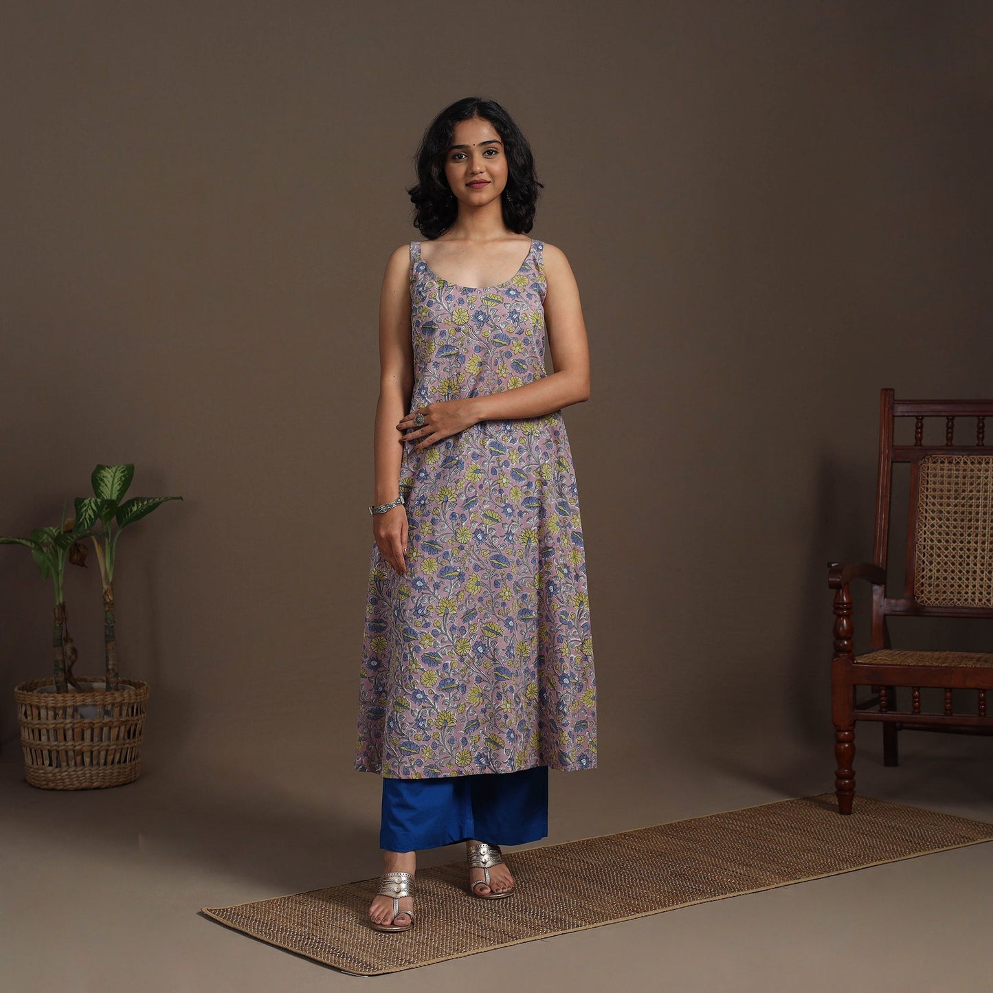 Cotton a-line sanganeri kurta 08 - handcrafted