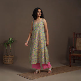Block Print Cotton A-Line Sanganeri Kurta