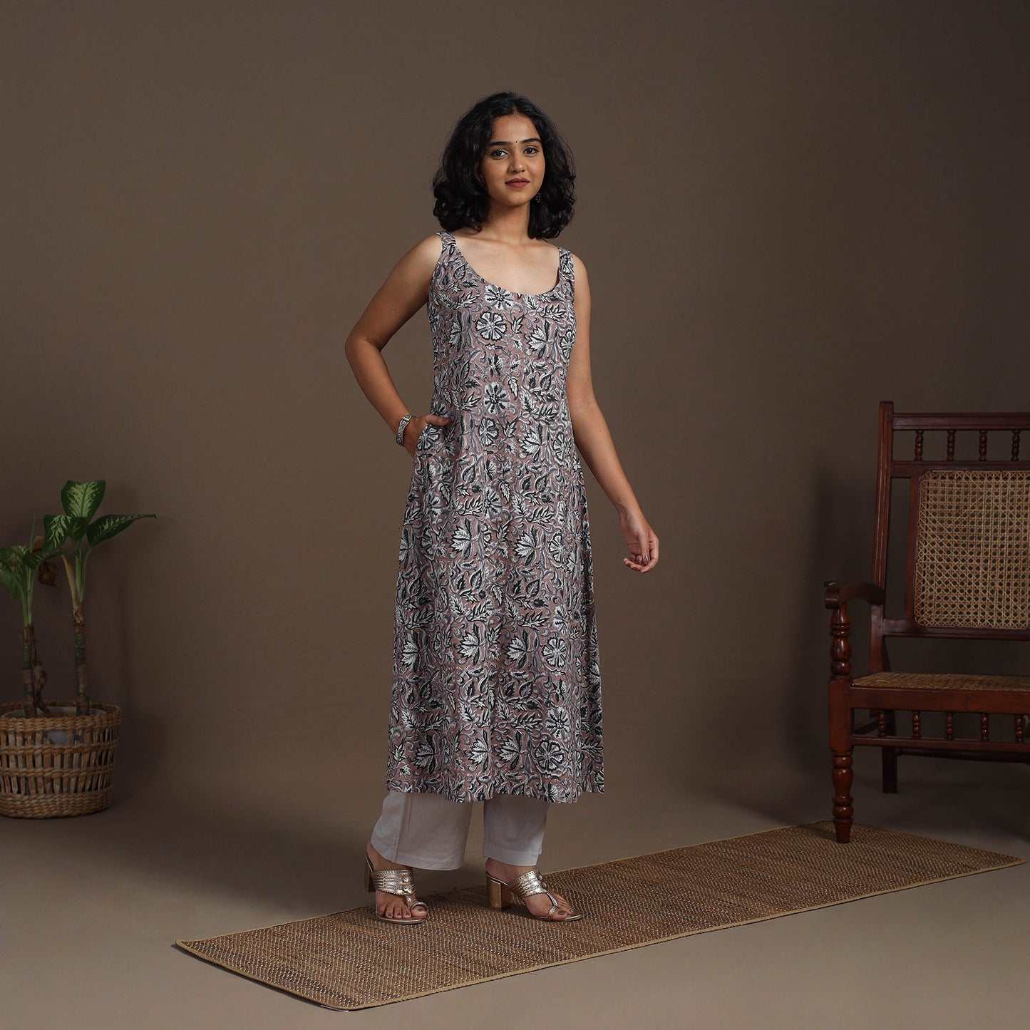 Cotton a-line sanganeri kurta 10 - handcrafted