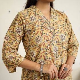 Block Print Cotton Pedana Kalamkari Kurta Set (Set of 3)