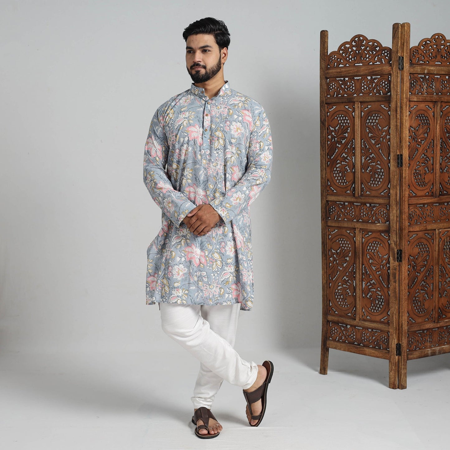 Shop Sanganeri Kurta for Men - Elegant Block Print Design