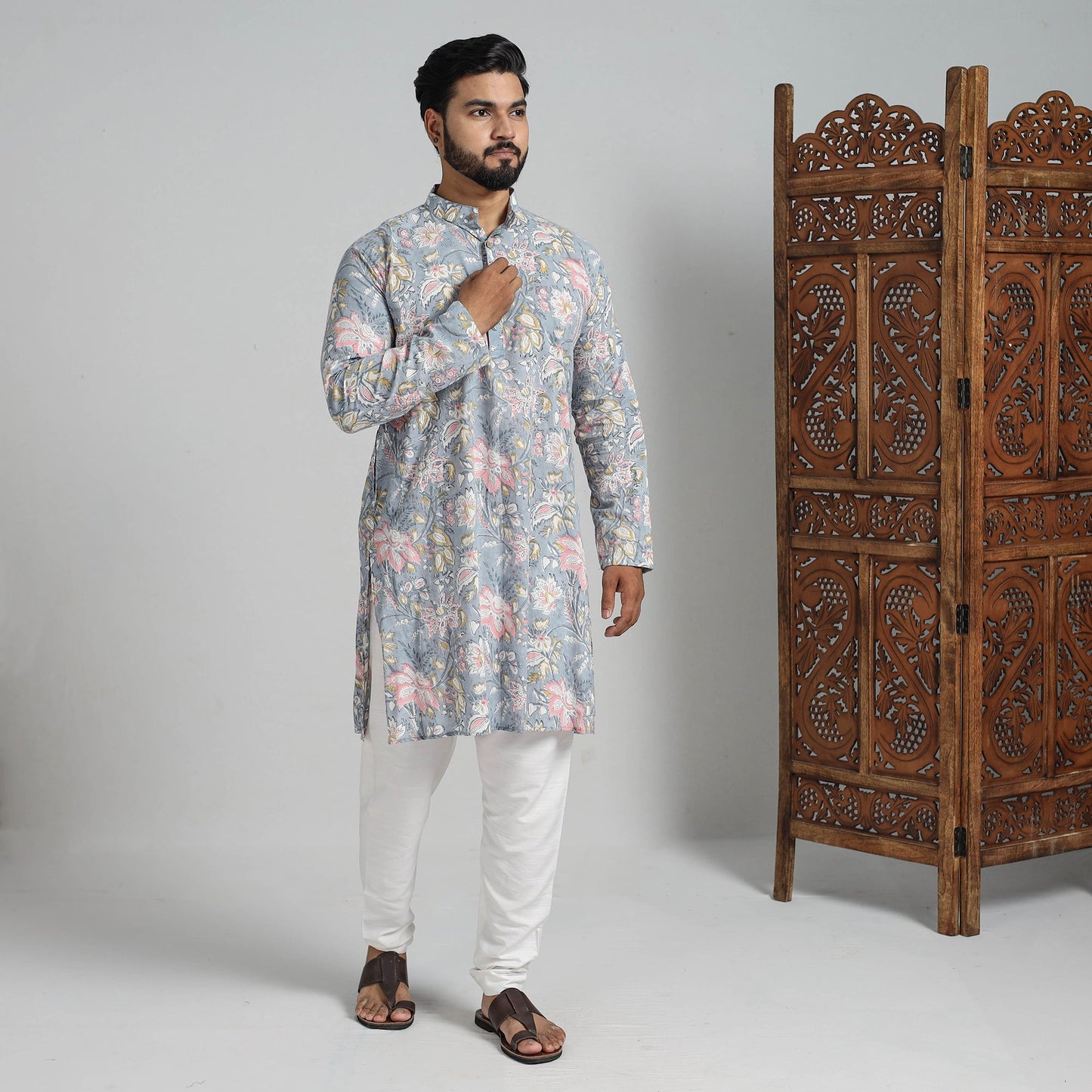 Shop Sanganeri Kurta for Men - Elegant Block Print Design