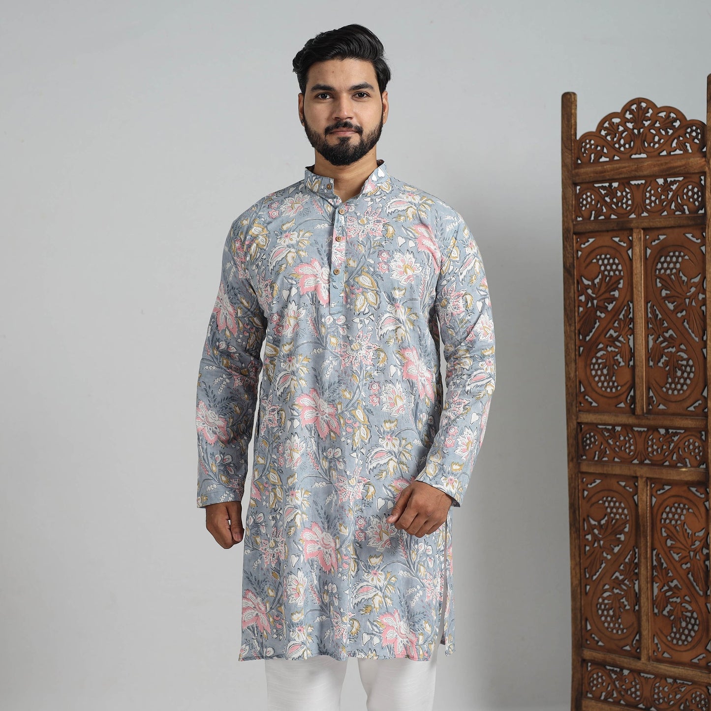 Shop Sanganeri Kurta for Men - Elegant Block Print Design