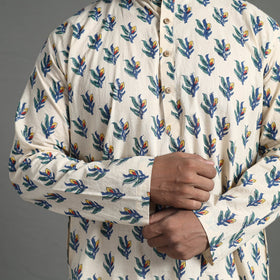 Cotton sanganeri kurta for men (long) 13 - handcrafted