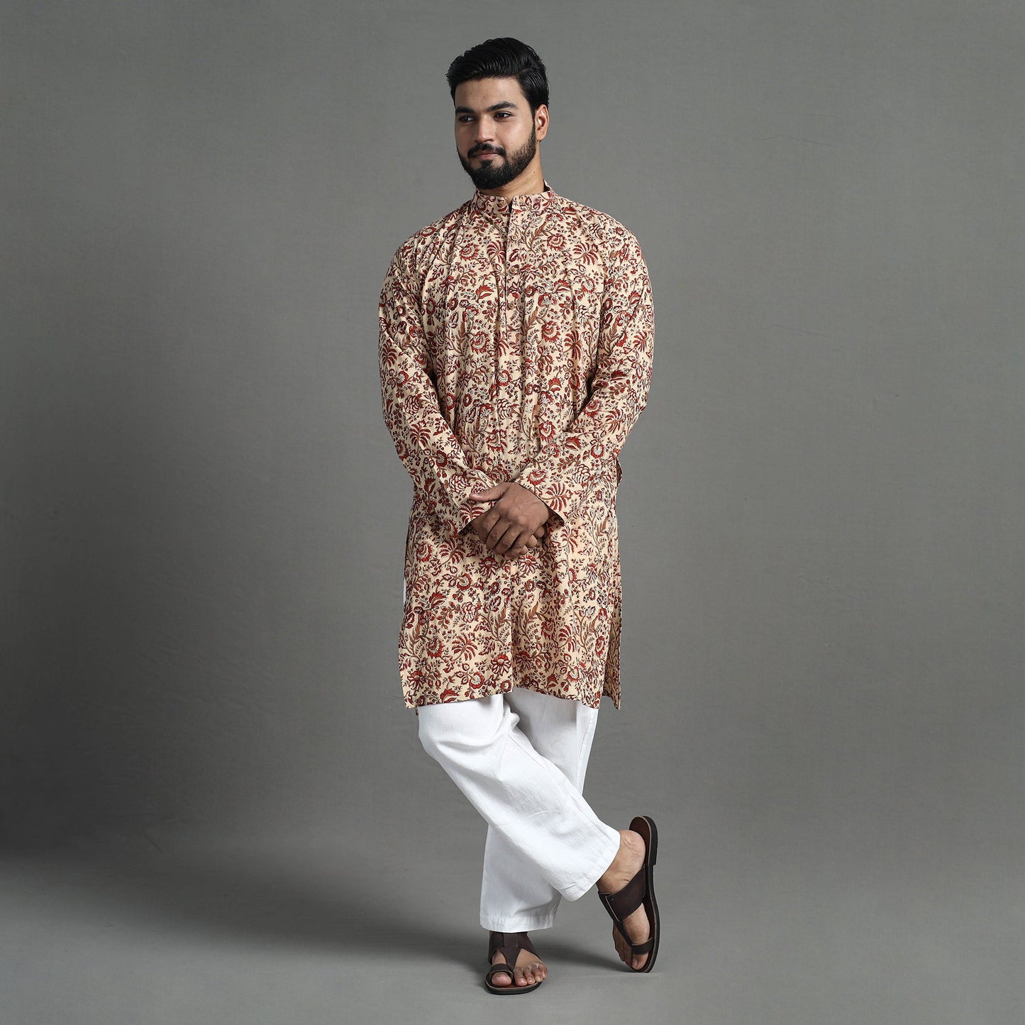 Block print cotton sanganeri kurta for men (long) 18