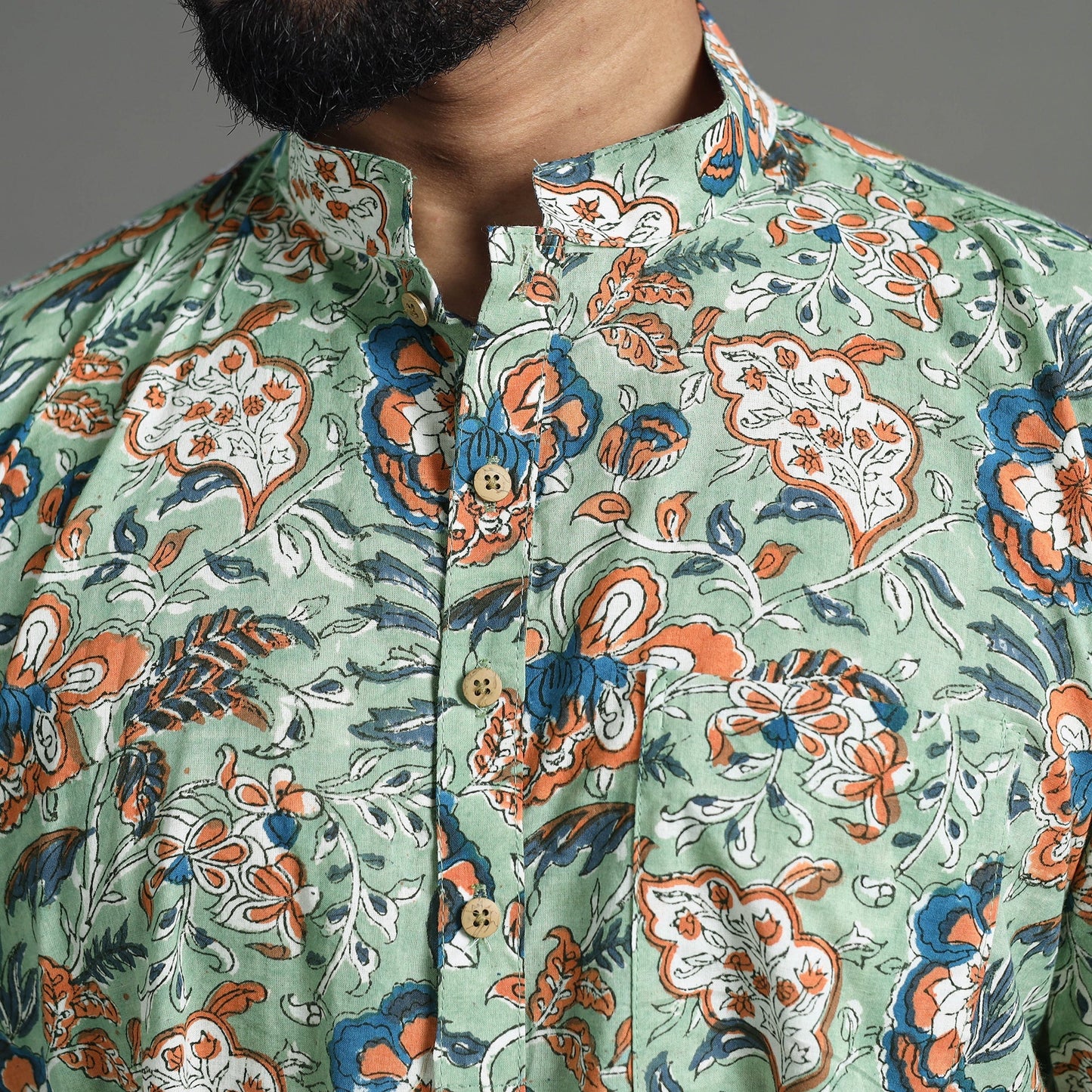 Cotton sanganeri kurta for men (short) 03 - handcrafted