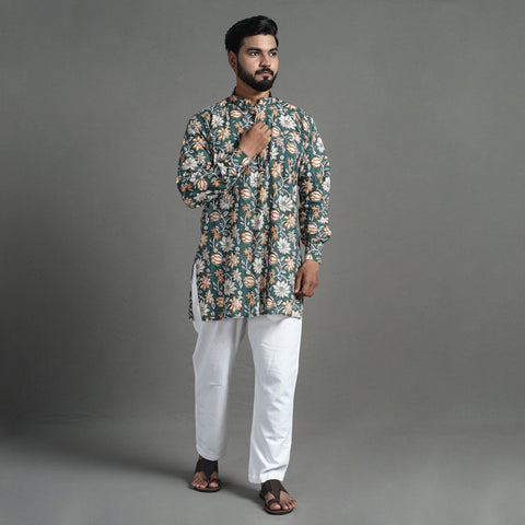 Block print cotton sanganeri kurta for men (short) 04